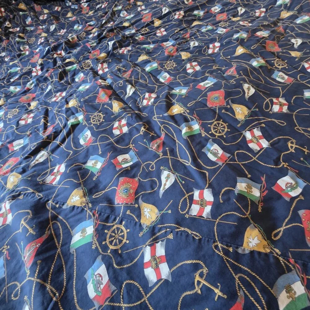 Nautical Navy Full Queen Duvet Cover Cotton Reversible Sailing Flags